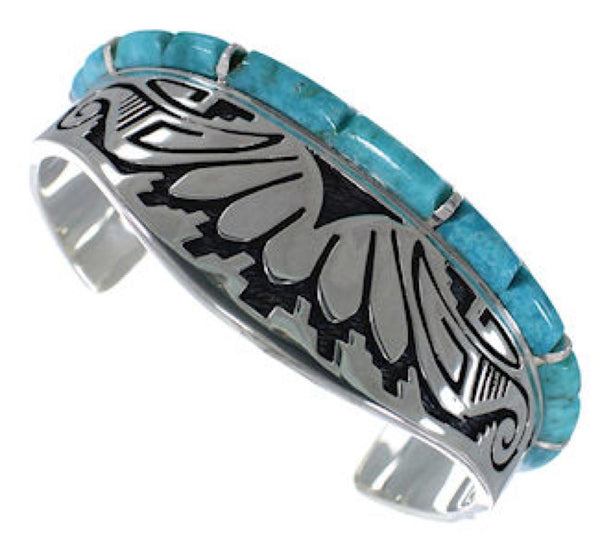 Turquoise Water Wave Southwest Jewelry Silver Cuff Bracelet MX27253